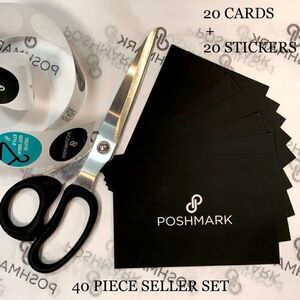40 PIECE SET POSHMARK THANK YOU CARDS & STICKERS OFFICIAL BRANDED POSH FIXINGS